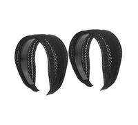 IWOWHERO 2pcs Black Wide Non-slip Hairbands Breathable Mesh Turban Head Wraps for Women Sweat-wicking Large Headbands for Running Face Washing Makeup Secure Hold Hair Accessories