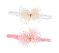 IWOWHERO 2pcs Bow Headbands for Girls Adorable Lace Hair Accessories for Daily Wear Parties and Newborn Photography Props
