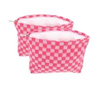 IWOWHERO 2pcs Checkerboard Cosmetic Bag Zipper Makeup Bag Travel Pouches Women Storage Pouches Period Makeup Organizer