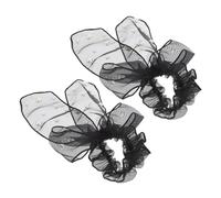IWOWHERO 2pcs Chiffon Scrunchies Bowknot Design No Damage Giant Hair Bands for Women Elegant Tassel Beads Hair Accessories for Sleeping Black