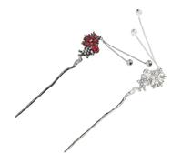 IWOWHERO 2pcs Chinese Tassel Hair Stick with Snowflake Design Elegant Handmade Hairpin for Women Cultural Heritage Hair Accessories for Festivals and Daily Wear Silver and Black