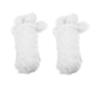 IWOWHERO 2Pcs Christmas Wine Bottle Covers Plush Bottle Sleeves with Drawstring White Plush Wine Bags for Holiday Party Wedding Festive Decorations