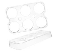 IWOWHERO 2pcs Clear Plastic Egg Holder for Fridge Stackable Refrigerator Egg Tray Organizer for Kitchen Side Door Storage Easy to Install and Clean