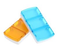 IWOWHERO 2pcs Compact 3-Grid Pill Organizer Medicine Storage Box for Morning, Noon, and Evening Pills, Portable Sturdy Plastic Travel Medicine Case in Orange and Blue