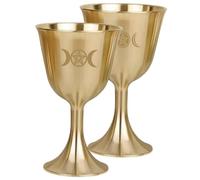IWOWHERO 2pcs Copper Buddhist Offering Cups Multi-Function Ritual Drinking Cups Golden Temple Decor Gift for Worship and Collection