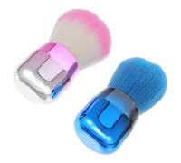 IWOWHERO 2pcs Cosmetic Makeup Brush Soft Synthetic Mushroom Head Powder Blusher Foundation Brushes with Short Handle for Even Face Application and Precise Blending