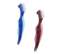 IWOWHERO 2Pcs Denture Brush Double-Sided Soft Bristle Cleaner for Braces and False Teeth Portable Non-deform Dental Hygiene Tool for Thorough Plaque Removal and Retainer Care