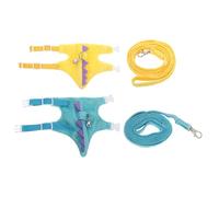 IWOWHERO 2pcs Dinosaur Small Pet Harness Vest and Leash Set for Guinea Pig and Hamster, Lightweight Short Plush Material with Bell, Adjustable Quick off Design for Outdoor Walks