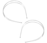 IWOWHERO 2pcs Double Layer Rhinestone Wedding Crown Headband for Brides Sparkly Bridal Hair Accessories Elegant Princess Tiara for Women and Flower