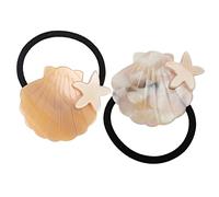 IWOWHERO 2pcs Elastic Ponytail Holders Chic Shell Hair Ties for Women Durable and Practical Hair Accessories No Damage Design for Various Outfits