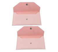 IWOWHERO 2pcs Envelope Wallet for Cash Management Pu Money Envelope Holder Lightweight Design and Secure Cash Pocket Compact Credit Card Organizer for Travel and Casual Occasions in Pink