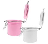 IWOWHERO 2Pcs Eyelash Glue Storage Container Airtight Lash Extension Glue Holder with Strong Seal and Material for Freshness Preservation and Easy Use White Pink