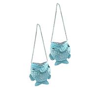 IWOWHERO 2pcs Fish Shaped Metal Planter Wall Hanging Basket Drainage Tray Decorative Flowerpot Holder Ironwork Adornment Vertical Gardening Rack Indoor Iron Shelf