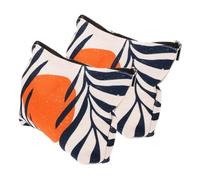IWOWHERO 2pcs Geometric Cotton Makeup Bag Travel Accessories for Women Reusable Waterproof Boho Style Pouch Set