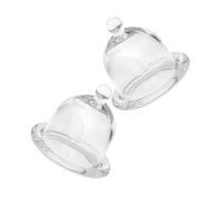 IWOWHERO 2Pcs Glass Cake Stand with Dome Lid Dustproof Clear Dessert Display Plate for Birthdays Gatherings Reusable Easy Clean Cake Base with Glass Dome Cover for Freshness and Secure