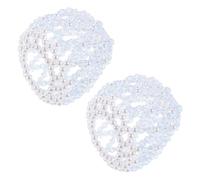 IWOWHERO 2pcs Handmade Blue Beaded Crochet Elastic Bun Hair Net for Ballet Dance Skating - Women's Hair Jewelry Snood Rhinestone Accessory for Stylish Buns