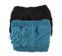 IWOWHERO 2pcs Handmade Knitted Headbands Winter Warm Windproof Headscarves Elastic Hair Bands for Women Ladies Cold Weather Head Wraps