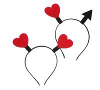 IWOWHERO 2pcs Heart Boppers Headband for Valentine's Day Cute Heart Arrow Design Hair Accessories for Women and Girls Party Props and Holiday Costume Headwear