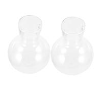 IWOWHERO 2pcs High Borosilicate Glass Terrariums with Wooden Stand Hanging Plant Vase for Indoor Air Plants and Fresh Flower Display Unique Transparent Tabletop Planters for Home Decor