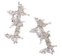 IWOWHERO 2pcs Imitation Cat's Eye Stone Hair Clip Butterfly Hairpin Butterfly Clips for Women Barrette Metal Silver