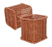 IWOWHERO 2pcs Imitation Rattan Cutlery Box with Compartments for Kitchen Countertop Flatware Organizer for Forks Spoons Chopsticks Scratch-resistant Tableware Storage Case with Easy-clean