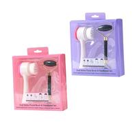 IWOWHERO 2pcs Jade Facial Massage Roller and Double Sided Face Cleaning Brush Set for Deep Pore Cleansing Eye Puffiness Reduction and Skin Exfoliation Portable Beauty Tool for Random Color