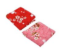 IWOWHERO 2pcs Japanese-style Floral Pattern Handkerchief Fabric Wrapping Cloth Set for Personal Home and Pack Bento, Easy to Dry and Not Easy to Fade