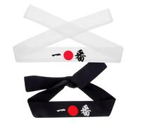 IWOWHERO 2pcs Japanese Style Headband for Men Versatile Samurai and Chef Headwear for Karate Training Cooking Cosplay and Party Costumes Fit Breathable