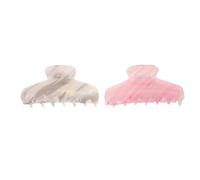 IWOWHERO 2Pcs Large Hair Claw Clips for Thick Hair, 11Cm Matte Cherry Blossom Pink Elephant Grey, Ergonomic Curved Shark Jaw Clips for Home, Office, School Styling Accessories