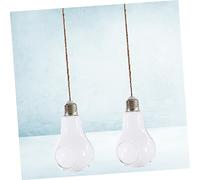 IWOWHERO 2Pcs Light Bulb Shape Glass Hanging Vase Hydroponic Flower Container for Home Office Decor White Borosilicate Glass Plant Jar for Indoor Hanging Planter Unique Creative Design
