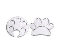 IWOWHERO 2Pcs Manicure Mixing Board Nail Art Palette with Footprint and Five-Circle Trays Silver Portable Nail Decor Plate for Home and Professional Use