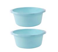 IWOWHERO 2pcs Medium Sky-blue Plastic Wash Basin Household Anti-slip Foot and Face Basin Odorless Environmental Friendly for Bathroom Kitchen Use