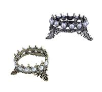 IWOWHERO 2pcs Nail Art Pen Holder Crown Shaped Pearl Nail Coloring Brush Holder Manicure Tool Decor Creative Shelf