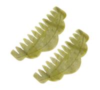 IWOWHERO 2pcs Natural Jade Massage Combs for Hair Care Smooth Anti-Static Scalp Combs for Stress Relief and Brain Blood Flow Portable Hair Massage Tool for