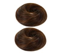 IWOWHERO 2Pcs Natural Messy Bun Hairpiece Scrunchies Synthetic Hair Bun Extensions for Women Elastic Ponytail Holder Hair Ring for Easy Updos