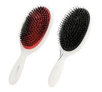 IWOWHERO 2pcs Paddle Hair Brush with Boar Bristles Scalp Massaging Comb for Women Men Anti-frizz Dry Hair Detangler Gentle Styling Tool