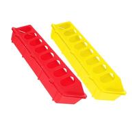 IWOWHERO 2pcs Plastic Chicken Feeder Troughs Flip-Top Small Poultry Feeders Bird Feeding Containers Yellow and Red Suitable for Birdcage Use