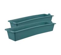 IWOWHERO 2pcs Plastic Poultry Feeders Rectangular Chicken Feeder Troughs for Farm Livestock Feeding Sturdy Plastic Livestock Food Troughs Suitable for Chickens Ducks and Geese
