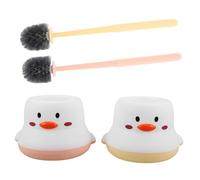 IWOWHERO 2pcs Plastic Toilet Brush with Holder Long Handle for Deep Cleaning No Dead Corners Wall Mounted Space-saving Bathroom Accessory Hygienic Base for Home Office Public Toilets