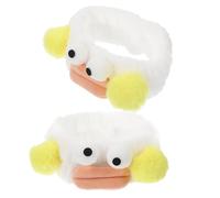 IWOWHERO 2pcs Plush Animal Spa Headbands for Women Soft Non-slip Elastic Hairbands with Creative Big Eye Design Quick-drying Face Wash Hair Hoop for Skincare and Makeup Cute Costume
