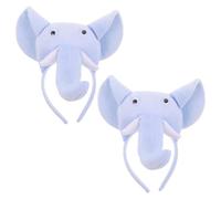 IWOWHERO 2pcs Plush Elephant Headbands Soft Animal Ear Hair Hoops for Birthday Party Carnival Costume Accessories Jungle Theme Cosplay Celebration
