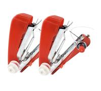 IWOWHERO 2pcs Portable Mini Sewing Machine with Anti-skid Base Compact Electric Handheld Crafting and Mending Tool for Home DIY and Travel