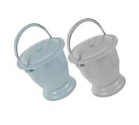 IWOWHERO 2Pcs Portable Plastic Bedpan with Lid Leak-Resistant Urine Pot for Elderly Disabled Reusable Chamber Pot for Home Hospital Travel in Gray and Blue