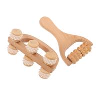 IWOWHERO 2pcs Portable Wooden Manual Massage Roller Handheld Muscle Relief Tool for Back Neck Legs Feet Ergonomic Rolling Stick for Self-Massage Travel Office Home Use