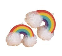 IWOWHERO 2pcs Rainbow Bath Sponge Soft Gentle Exfoliating Loofah Body Scrubber for Foam Generating Shower Ball Colorful Cute Washcloths for Boys
