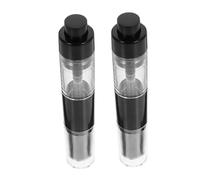 IWOWHERO 2pcs Refillable Powder Makeup Brushes Set with Retractable Blush Brush and Loose Powder Bottle for Highlight Contour and Foundation Application