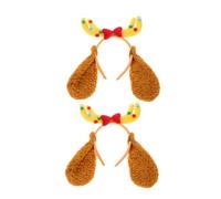 IWOWHERO 2pcs Reindeer Antler Headband for Dogs Plush Dog Ears Headpiece for Christmas Halloween Parties Adults