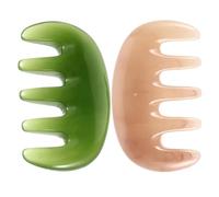 IWOWHERO 2pcs Resin Wax Massage Comb with Wide Teeth for Scalp Acupoint Physical Therapy Gua Sha Scraping Tool for Circulation Stimulation and Headache Relief Pink and Green