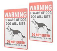 IWOWHERO 2Pcs Retro Dog Warning Signs Metal Outdoor Courtyard Painting Caution Plaques for Garden Lawn Weather-resistant Do Not Enter Decor
