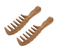 IWOWHERO 2pcs Sandalwood Wide Tooth Comb Anti-static Wooden Detangler with Rounded Teeth for Curly Long Hair Scalp Massage Brush for Wet and Dry Styling Gentle Scalp Sustainable Hair Care